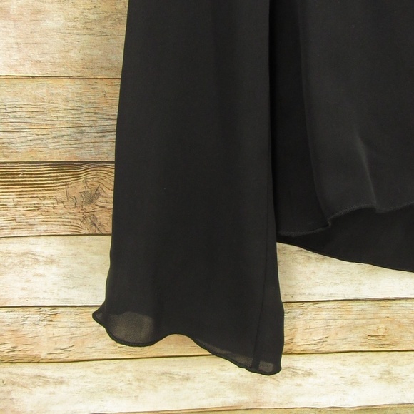 Ann Taylor Black Split Front Tie Collar Silk Cover M - Picture 3 of 15